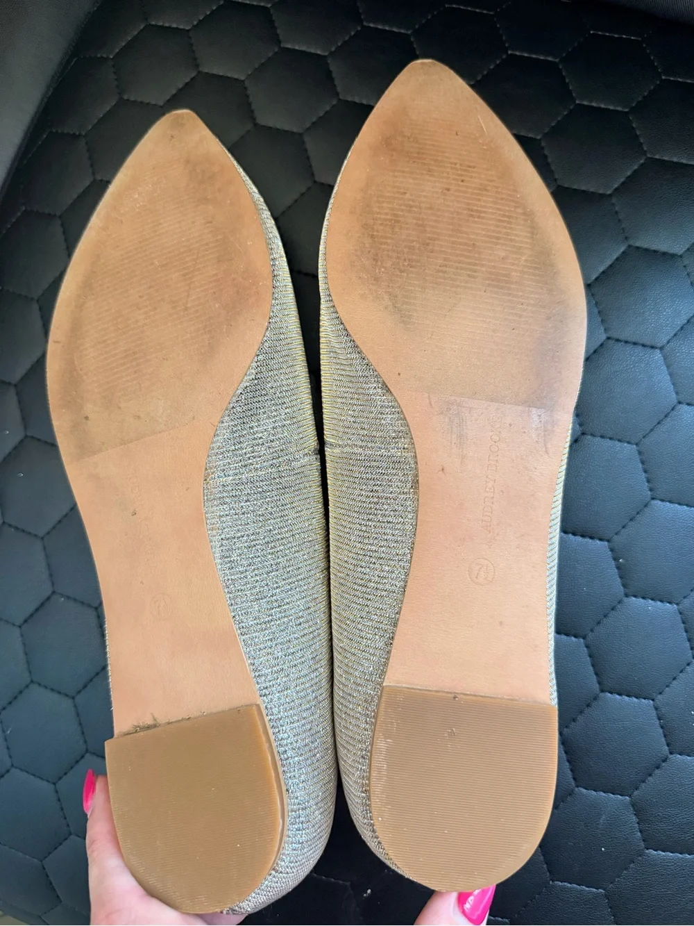 Audrey Brooke Shimmery Gold Pointed-Toe Flats